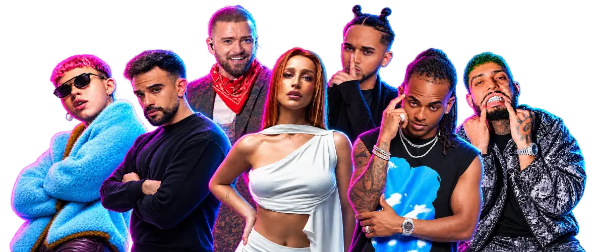 Artistas y youtubers que han pasado por la realización en directo de Dale al REC: Beéle, Illo Juan, Justin Timberlake, Belén Aguilera, Bryant Myers, Ozuna, JC Reyes